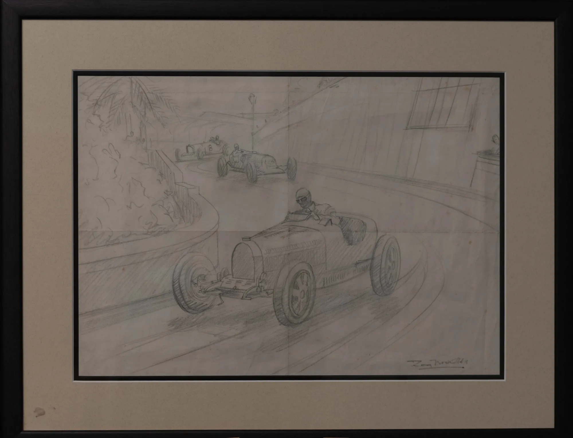Bugatti at Monaco - Trackside sketch