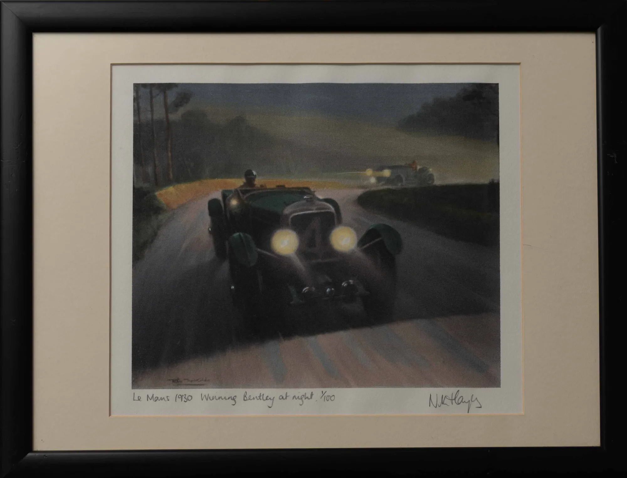 Le Mans 1930 winning Bentley at night