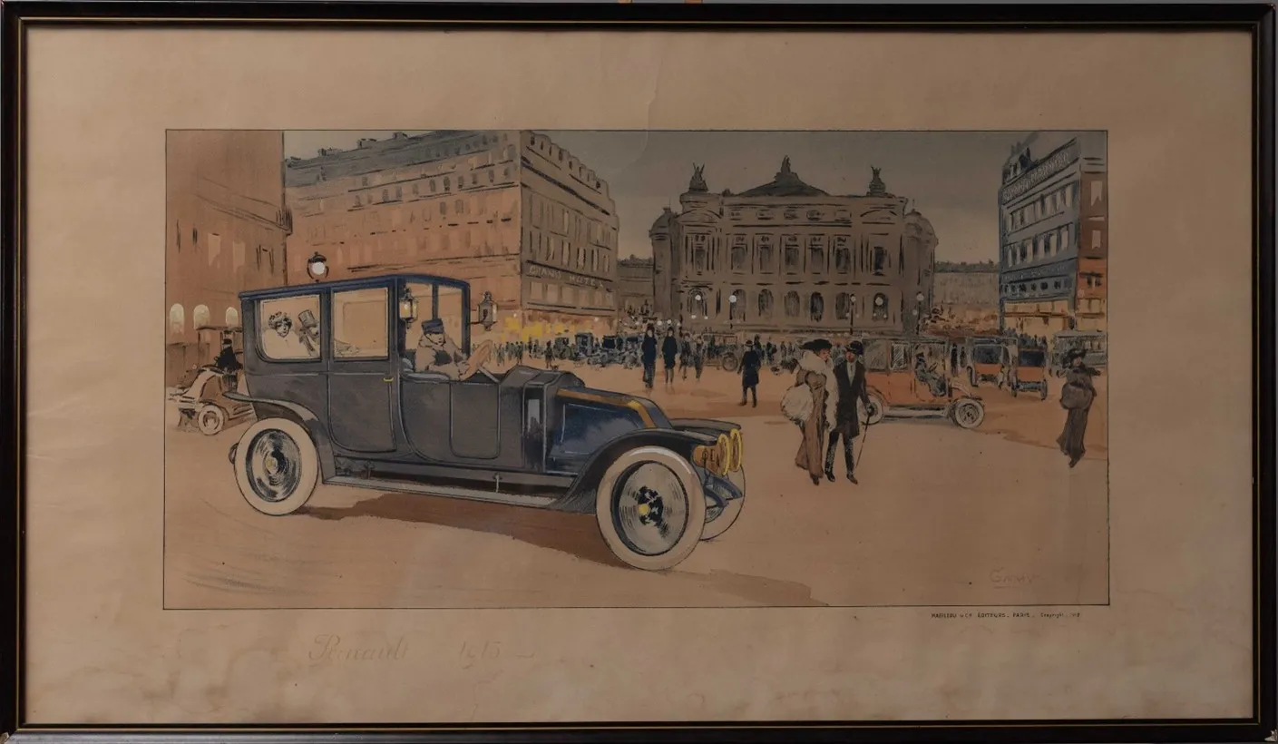 Renault - Place De L’Opera 1912 - Unrestored original Lithograph