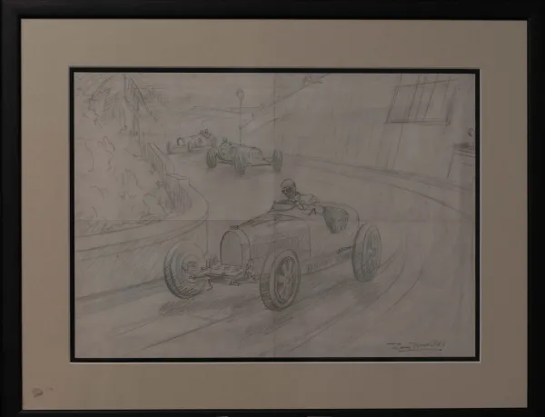 Bugatti at Monaco - Trackside sketch
