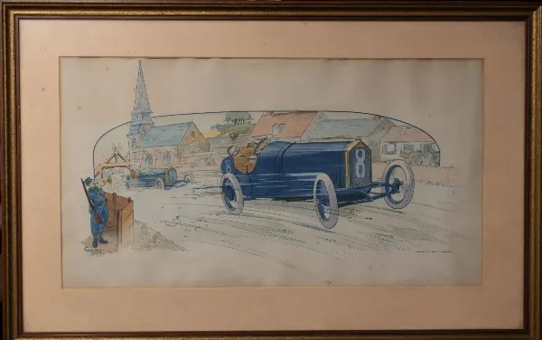 Grand Prix de Auto Club de France - Amiens 1913 - Unrestored original lithograph