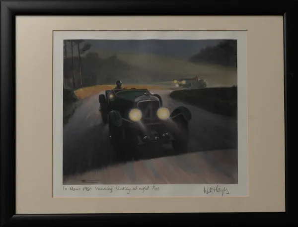 Le Mans 1930 winning Bentley at night