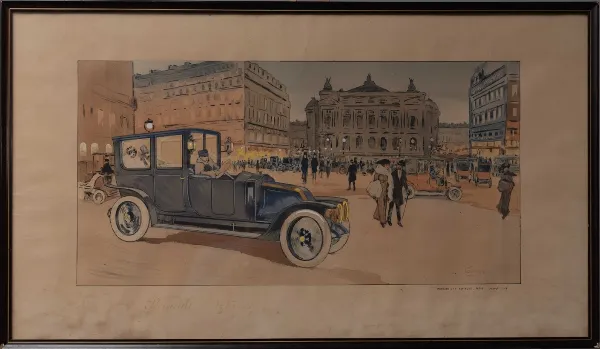 Renault - Place De L’Opera 1912 - Unrestored original Lithograph